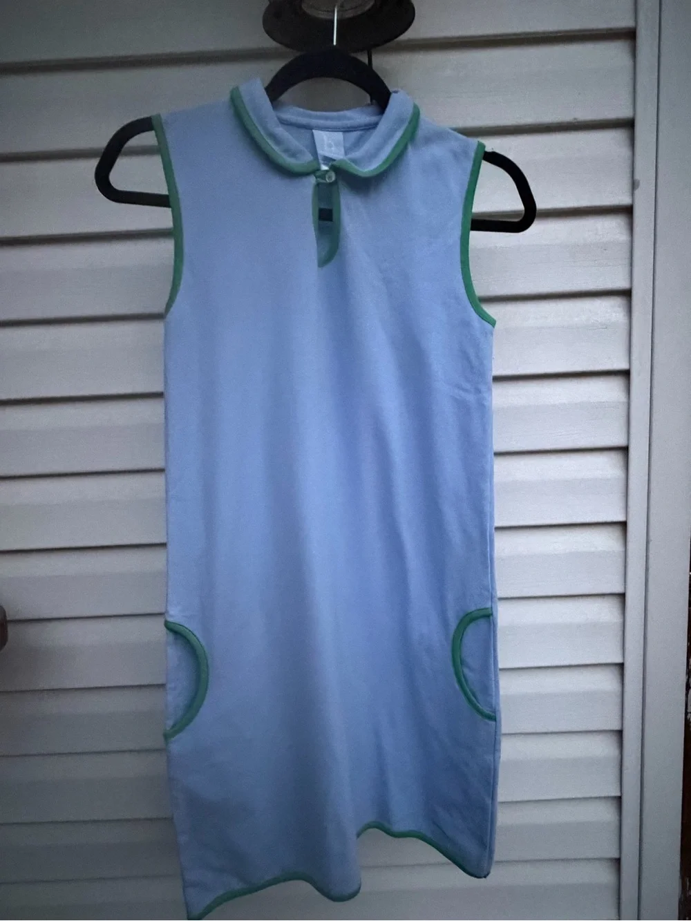 Bella Bliss Blue & Green Sleeveless Polo Shift Dress Girls Size 14 Preppy